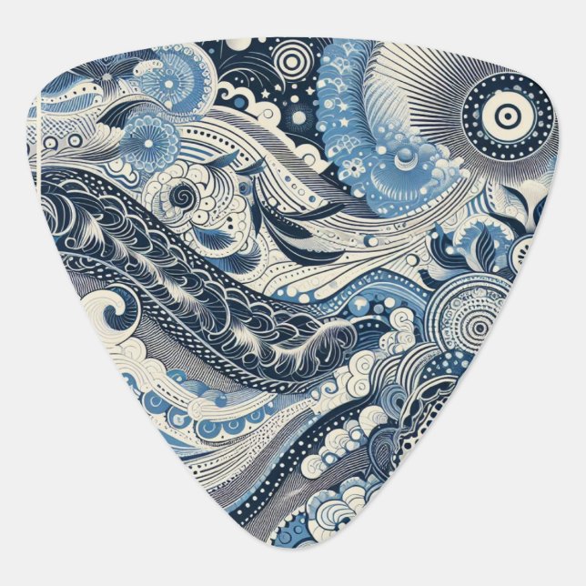 The Home Studio Indigo Bloom Guitar Pick (Front)
