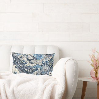 The Home Studio Indigo Bloom Lumbar Pillow