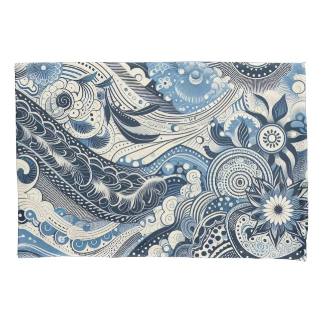 The Home Studio Indigo Bloom  Pillow Case (Front)