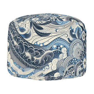 The Home Studio Indigo Bloom  Pouf