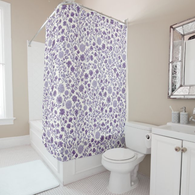 The Home Studio Lavender Bloom  Shower Curtain (In Situ)