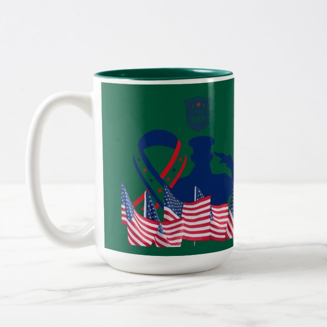 The honor banner hunter green Two-Tone coffee mug (Left)