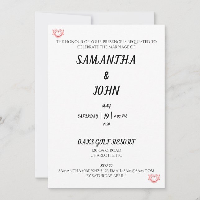 The Honour Of Your Presence Invitation (Front)