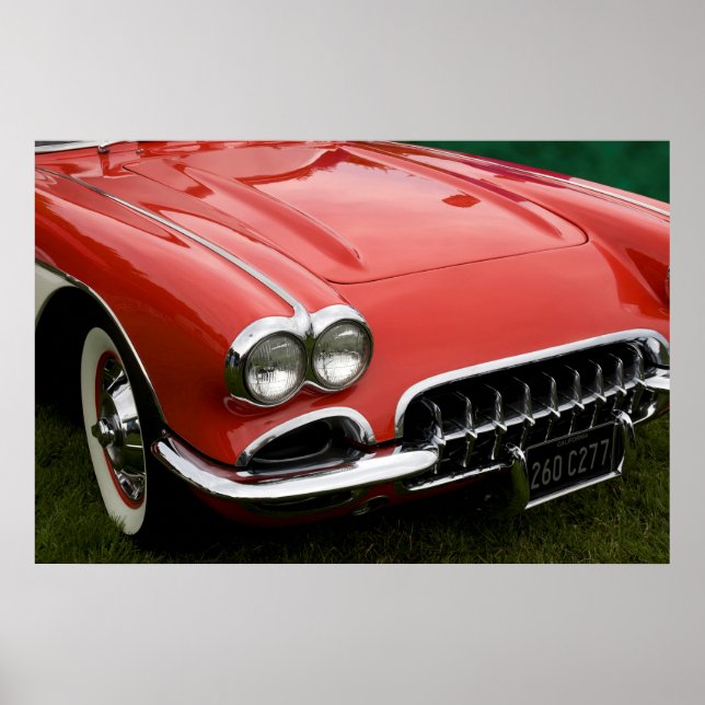 the hood of a classic sports car poster (Front)