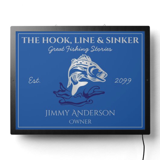 The Hook Line & Sinker Bar Fisherman LED Sign (Lights Off)