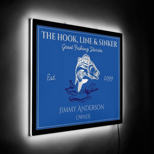 The Hook Line & Sinker Bar Fisherman LED Sign (Angle)
