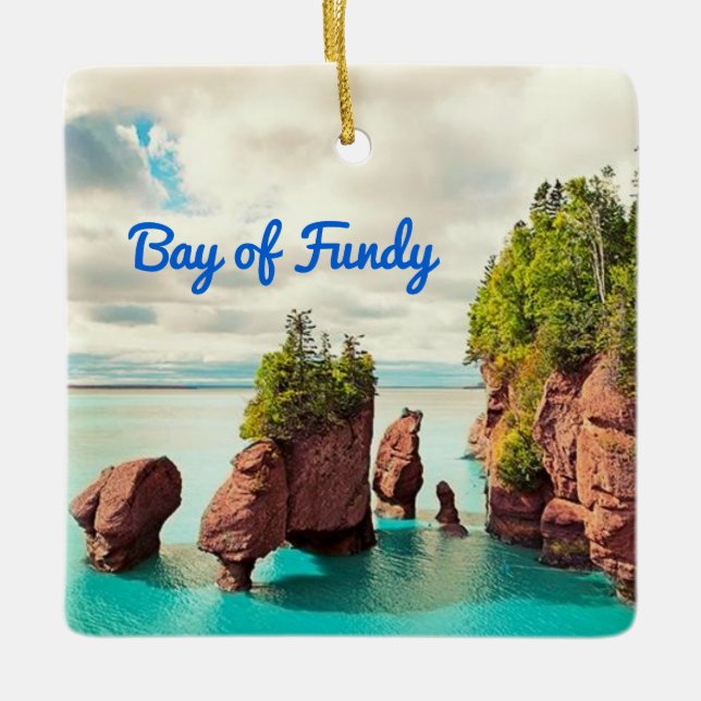The Hopewell Rocks Bay of Fundy Canada stylized Ceramic Ornament (Front)