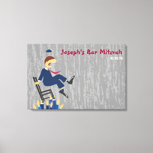 The Hora Chair Dance Bar Mitzvah Sign-In Board Canvas Print (Front)