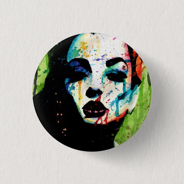 The Horrible Secret Pop Art Portrait Pinback Button (Front)