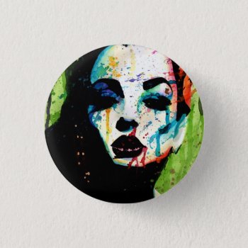 The Horrible Secret Pop Art Portrait Pinback Button by NeverDieArt at Zazzle