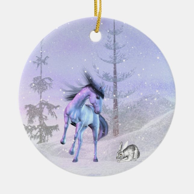 The horse and rabbit winter ornament (Front)