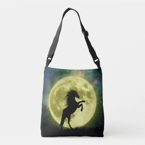 The horse and the yellow moon crossbody bag