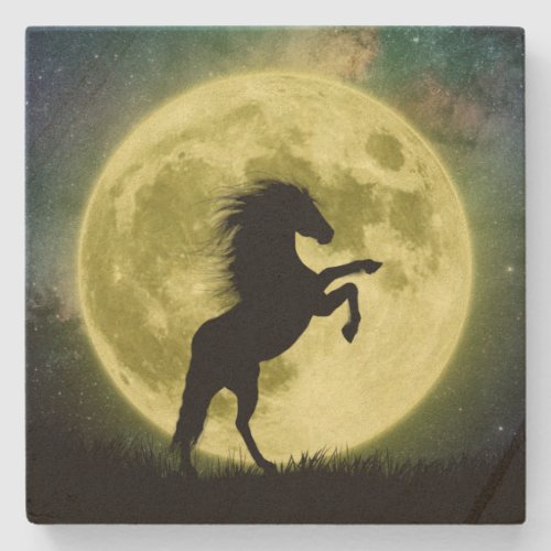 The horse and the yellow moon stone coaster