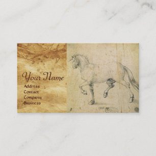 THE HORSE DRAWING ON ANTIQUE PARCHMENT Monogram Business Card