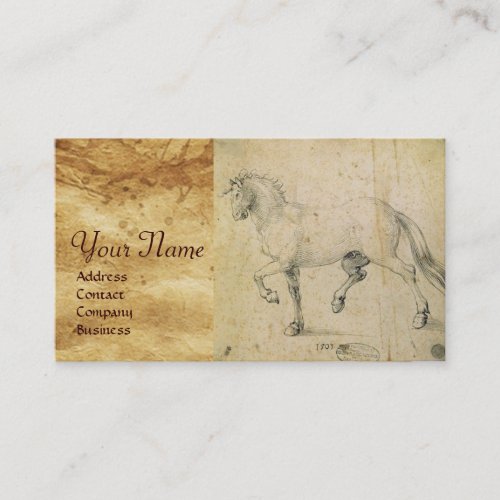 THE HORSE DRAWING ON ANTIQUE PARCHMENT  Monogram Business Card