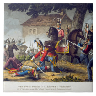 The Horse Guards at the Battle of Waterloo, engrav Ceramic Tile