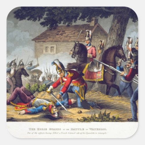 The Horse Guards at the Battle of Waterloo engrav Square Sticker