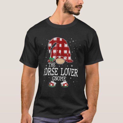 The Horse Lover Gnome Red Buffalo Plaid Christmas T_Shirt