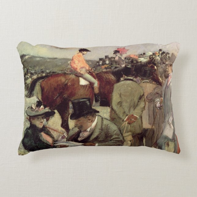 The Horse-Race, c.1890 Decorative Pillow (Front)