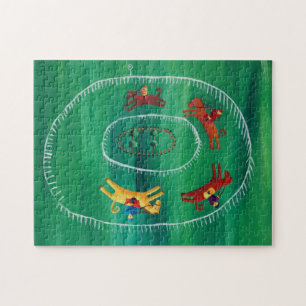 The Horse Race Contemporary Art Acrylic Painting Jigsaw Puzzle