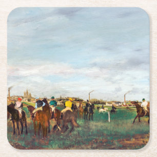 The Horse Races, Edgar Degas Square Paper Coaster