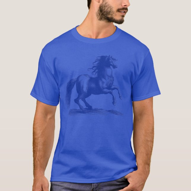 The Horse Raises Its Front Legs funny T-Shirt (Front)