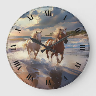 The Horses Ceramic Tile Large Clock