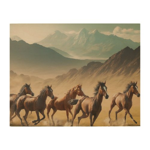 The horses move in unison  wood wall art