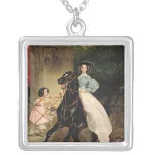 The Horsewoman, Portrait of Giovanina Silver Plated Necklace