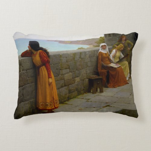 The Hostage c 1912 by Edmund Blair Leighton Accent Pillow