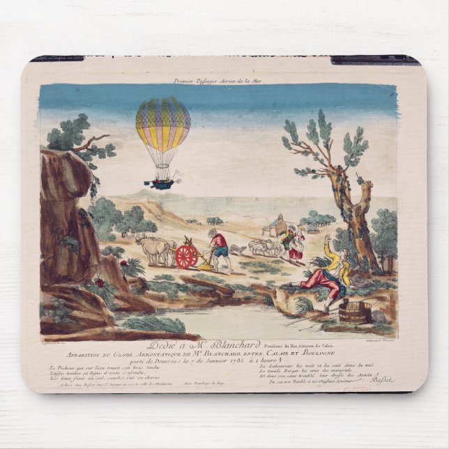 The Hot-Air Balloon of Jean Pierre Blanchard Mouse Pad (Front)