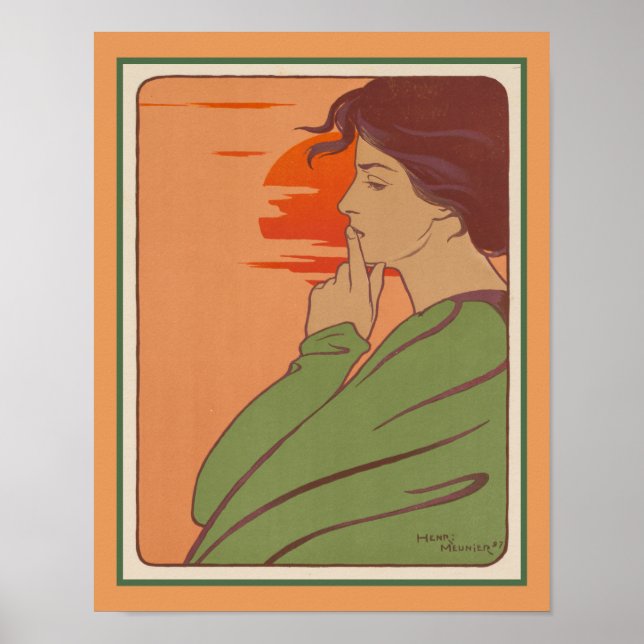 The Hour of Silence Art Nouveau Poster (Front)