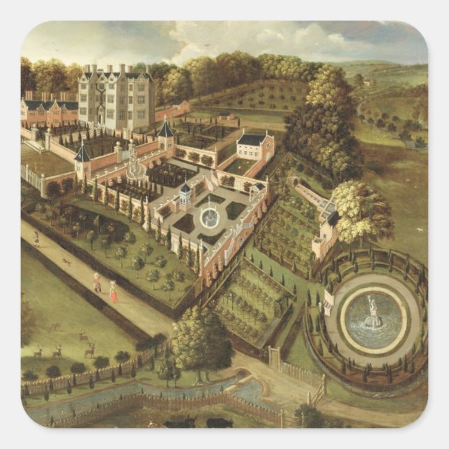 The House and Garden of Llanerch Hall, Denbighshir Square Sticker (Front)