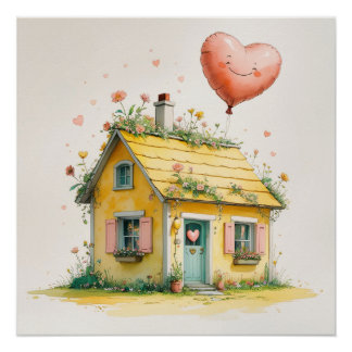 The House of Joy – Whimsical Watercolor Art Print