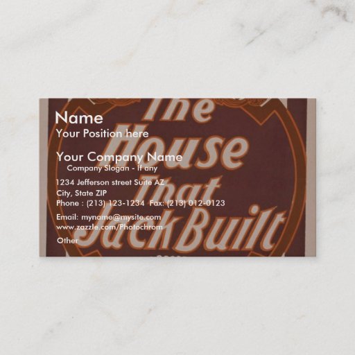 Customizable The House That Jack Built, 'Broadhurst's' Retro Th Business Card