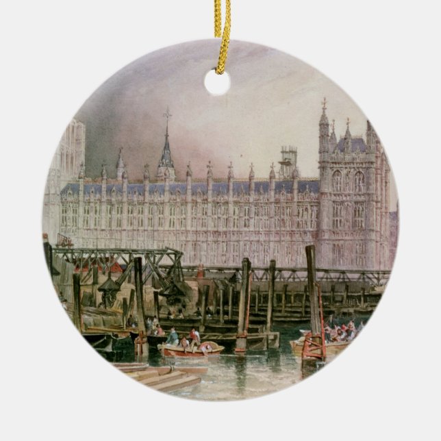 The Houses of Parliament in Course of Erection Ceramic Ornament (Front)
