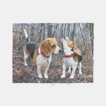 The Howl Beagles In Woods Beagle Fleece Blanket by WackemArt at Zazzle