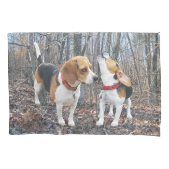 The Howling Beagle Beagles In Woods Pillow Case by WackemArt at Zazzle