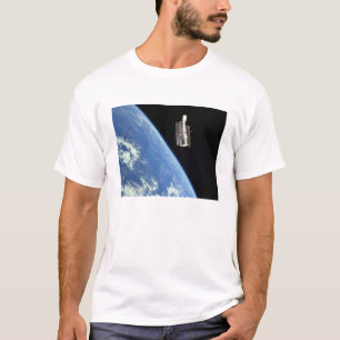 The Hubble Space Telescope with a blue earth T-Shirt