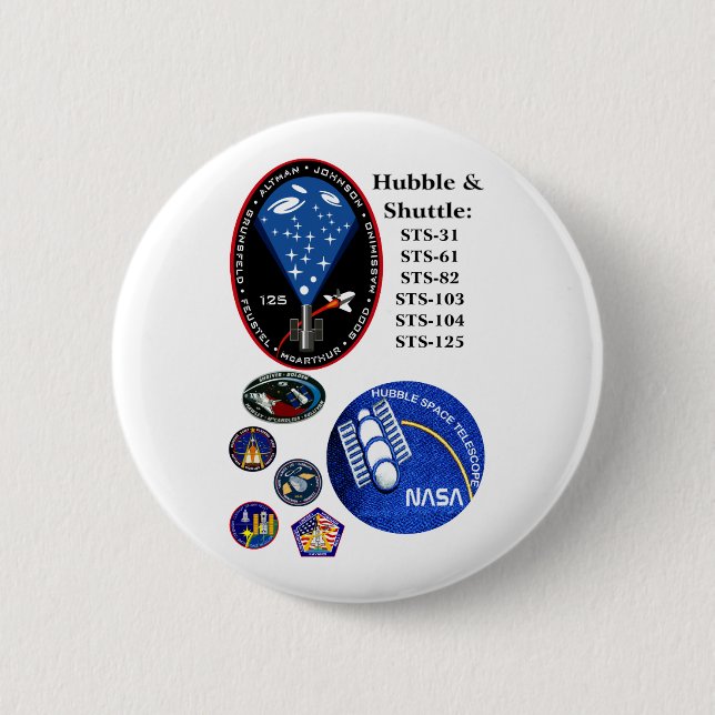 The Hubble Telescope and the Shuttle Pinback Button (Front)