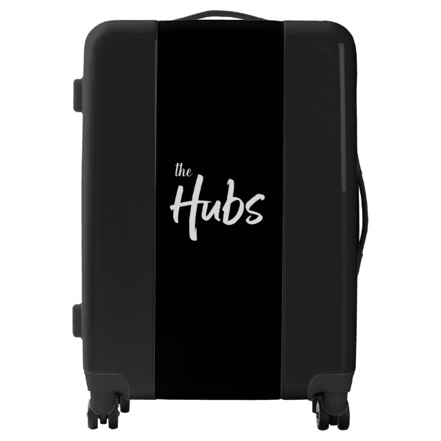 The Hubs Whimsical Typography for Groom Luggage (Front)