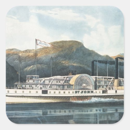 The Hudson River Steamboat St John Square Sticker