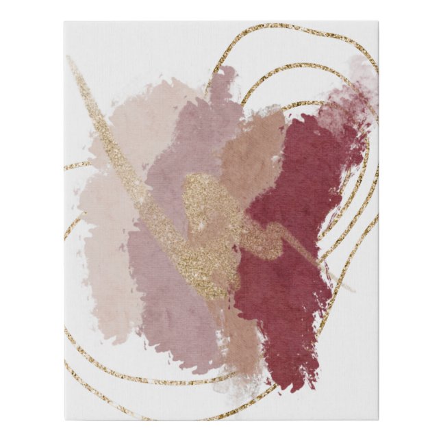 The Hug pink red gold abstract art Faux Canvas Print (Front)