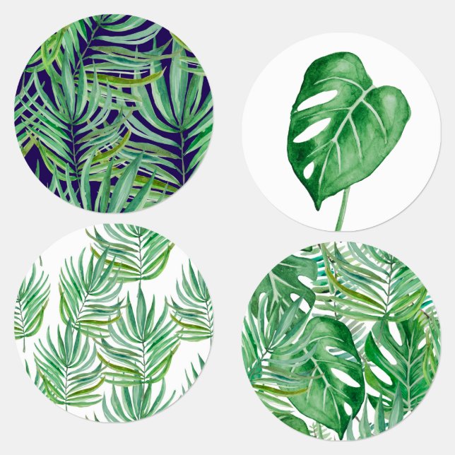 The huge leaves of palm trees and monstera labels (Group)