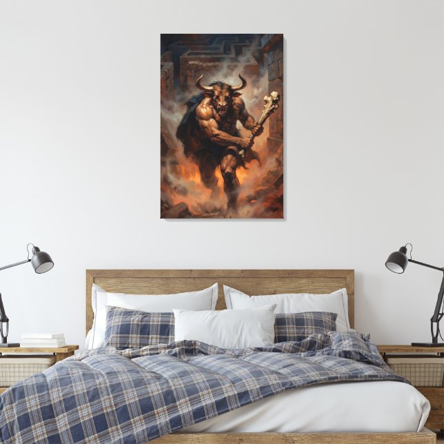 The Hulking Minotaur of the Labyrinth Canvas Print (Insitu(Bedroom))