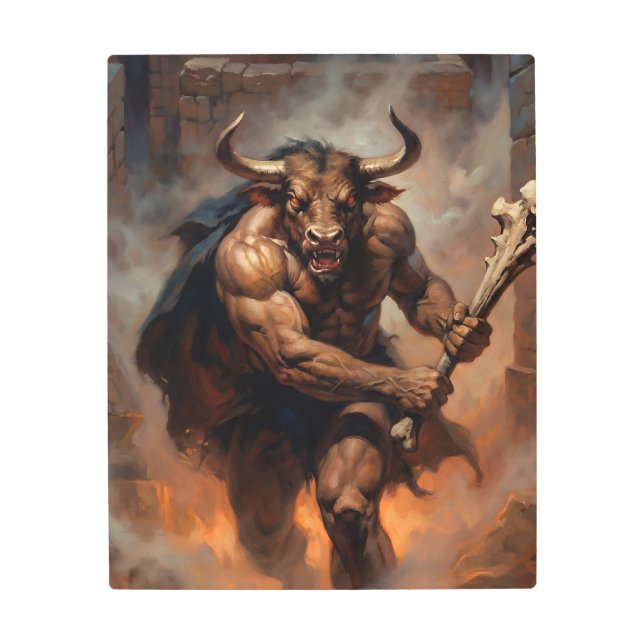 The Hulking Minotaur of the Labyrinth Metal Print (Front)