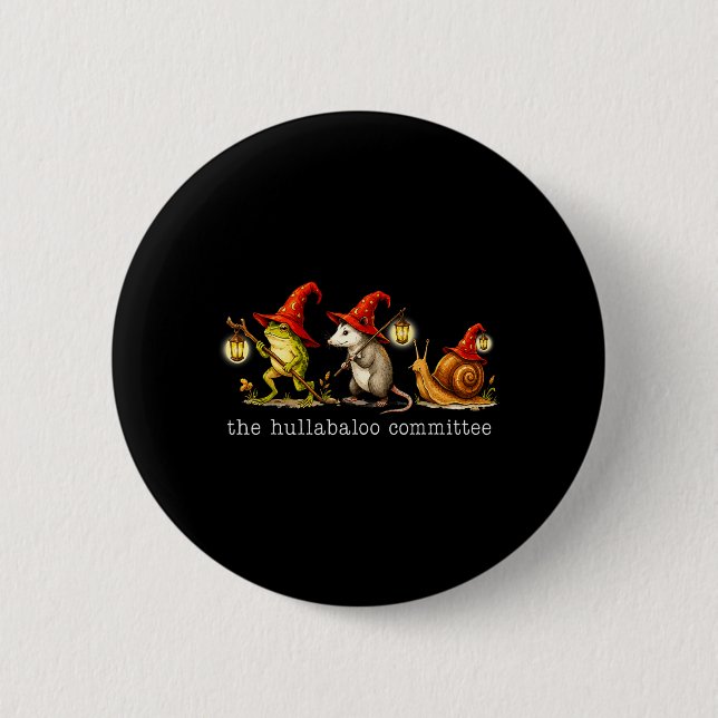 The Hullabaloo Com Frog Opossum Snail Wizard Title Button (Front)