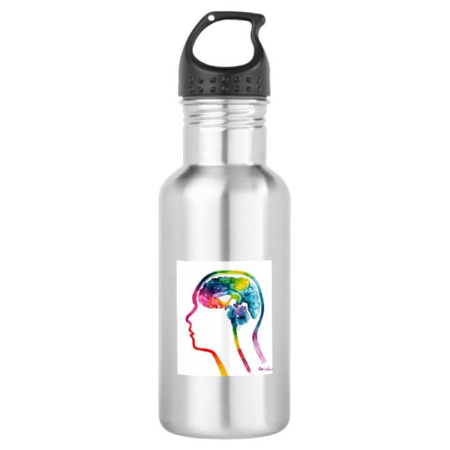 The human brain stainless steel water bottle (Front)