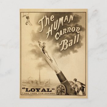 The Human Cannon Ball Vintage Circus Act Victorian Postcard by scenesfromthepast at Zazzle