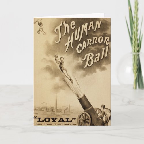 The Human Cannon Ball Vintage Circus Poster Card